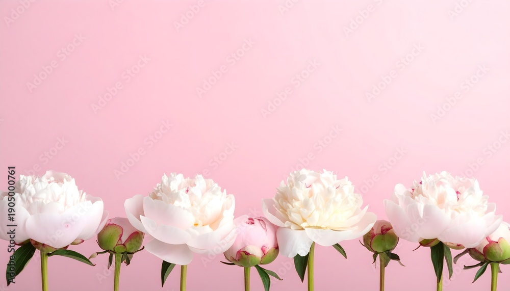 Obraz premium Peony Linear Flow. Gentle Flowers Background