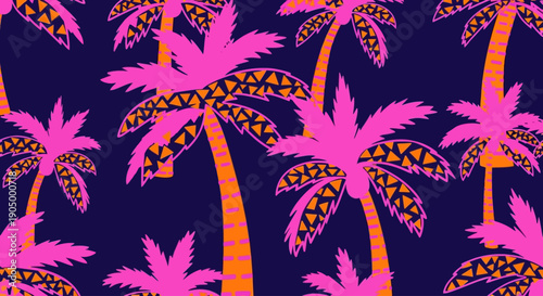 Vibrant Palm Trees Swaying in the Breeze on a Tropical Island, Illustrations, Top View