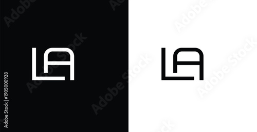 LA Logo Design: Minimalist design showcases the intertwined letters 'L' and 'A', in elegant typography, offering versatility for branding purposes across various mediums.