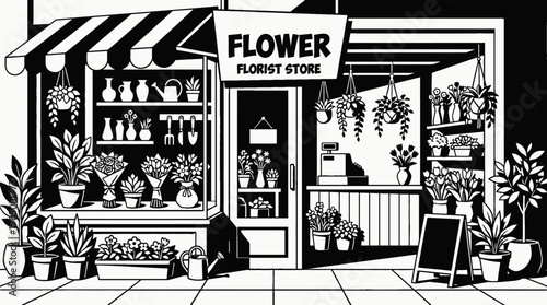 flower florist store shop retail interior business commercial market display products customer service shopping merchandise storefront design sales urban local with bouquet plants counter