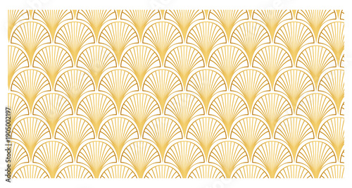 Golden art deco geometric pattern with semicircular shapes and lines transparent background