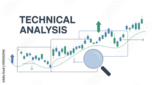 Stock market analysis graph chart isolated on transparent background.