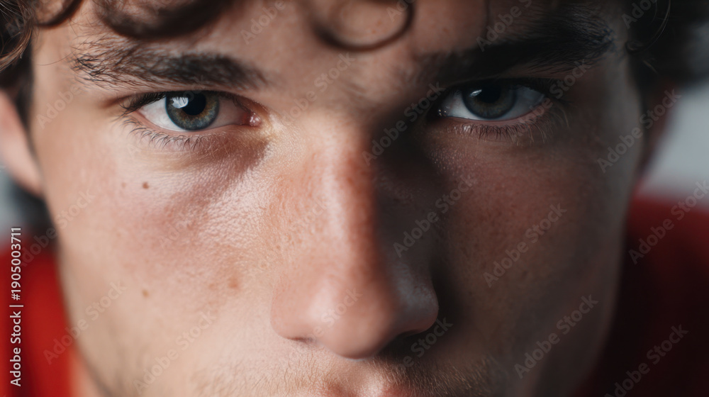 Obraz premium Intense Gaze: Portrait of a Man's Piercing Eyes and Detailed Facial Features