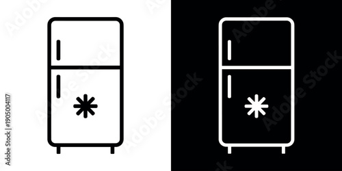 Fridge icon concept with flat Black White Background. Vector illustration.