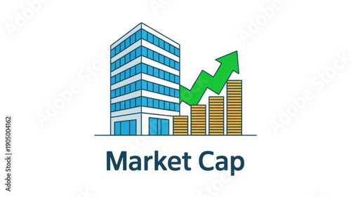 Market Cap Growth Finance Concept isolated on transparent background.
