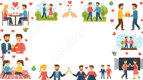 Couples in various romantic settings and activities