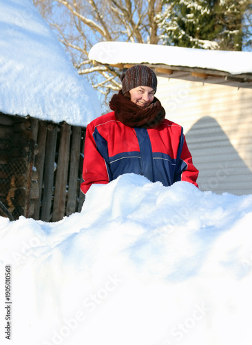 a woman on the street in winter