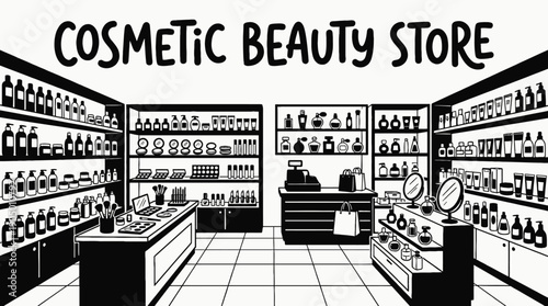 cosmetic beauty store shop retail interior business commercial market display products customer service shopping merchandise storefront design sales urban local equipment shelves counter with mirror