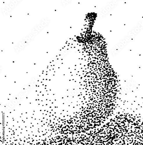 Black and white pear drawing, stippling effect
