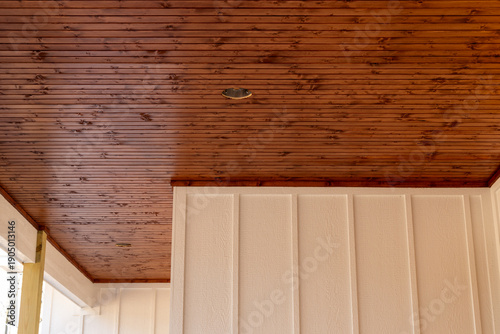Tongue and grove stained porch ceiling 