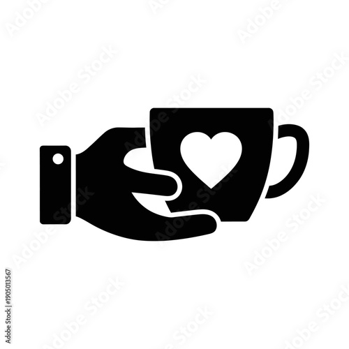 a caring hand holding a heartwarming mug with a prominent heart symbol representing love comfort and a thoughtful gesture of giving.