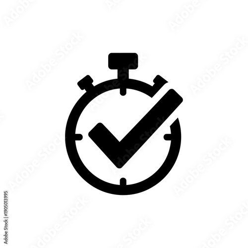 stopwatch with checkmark graphic icon symbolizing successful time management efficient workflow and on-time delivery