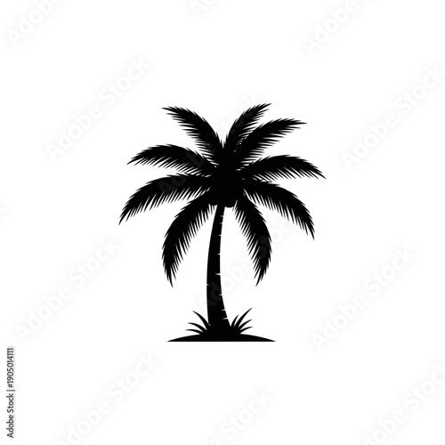 a classic palm tree silhouette an iconic tropical design element for summer vacation beach logos and digital travel themes.