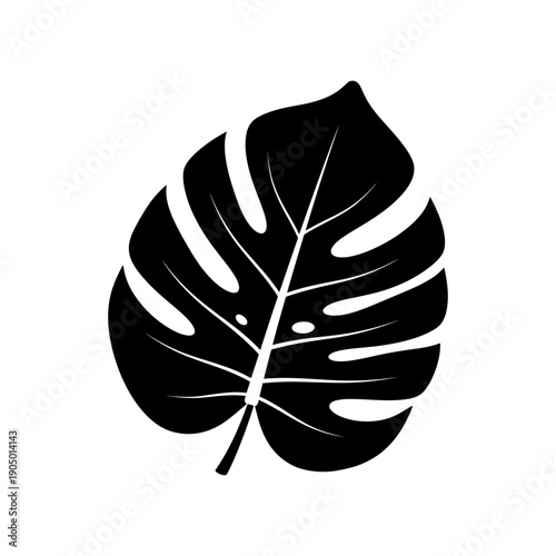 a detailed monstera leaf silhouette showcasing its unique fenestrations and elegant form perfect for tropical designs minimalist decor and botanical illustration projects