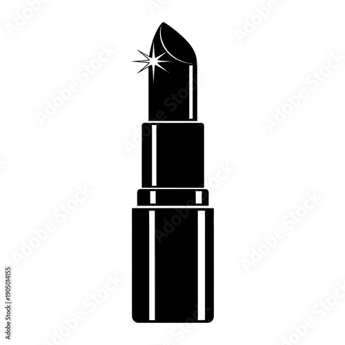 a gleaming black lipstick icon with a bright sparkle symbolizing beauty glamour and luxury ideal for cosmetic branding.