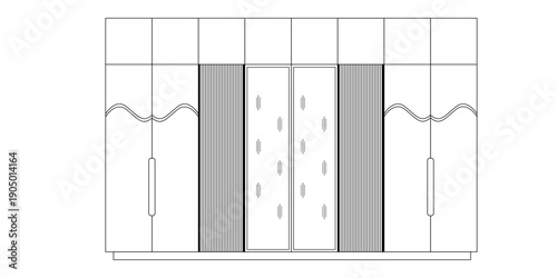 wardrove cabinet decor Vector  front view for Architectural and Graphic Design