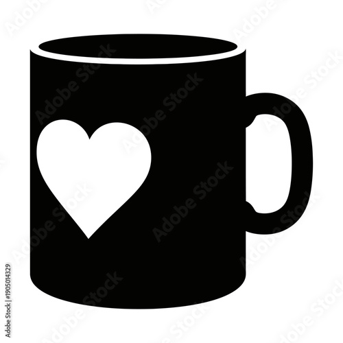 a sleek black coffee mug featuring a bold white heart graphic symbolizing love and warmth perfect for valentines day or heartfelt gifts.