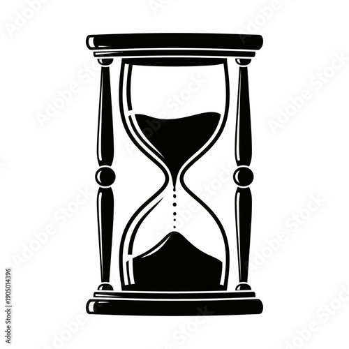 a striking monochrome hourglass with sand flowing steadily symbolizing times relentless passage critical deadlines and precise temporal measurement for various projects and concepts.