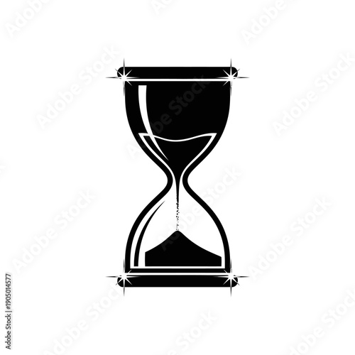 black hourglass icon with flowing sand symbolizing passing time urgency and deadlines perfect for illustrating time management concepts.