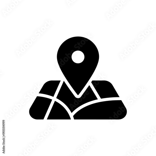 location pin icon on a stylized map marking a key destination useful for digital mapping and gps navigation technology.
