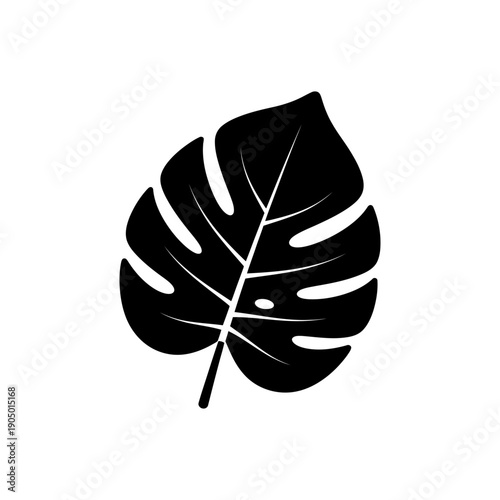 monstera leaf silhouette a minimalist graphic illustration of a tropical plant with iconic holes and veins for modern design
