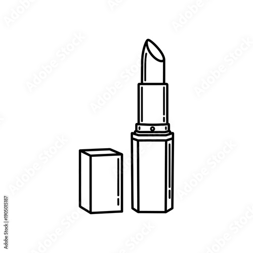 open lipstick line art illustration with cap a clean and versatile graphic for beauty cosmetic and makeup branding.