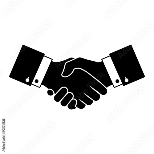 two hands shaking a graphic symbol representing business agreement professional partnership negotiation collaboration and corporate trust.