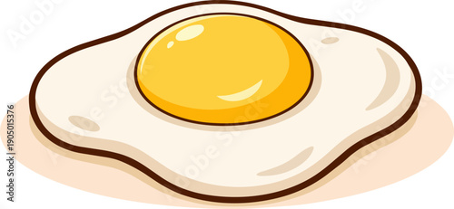 Flat fried egg sunny side up icon, clean vector cartoon illustration isolated on white background.