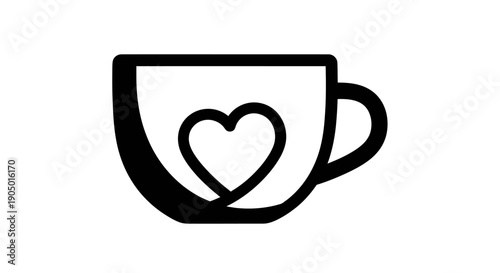 Cup with heart symbol illustration