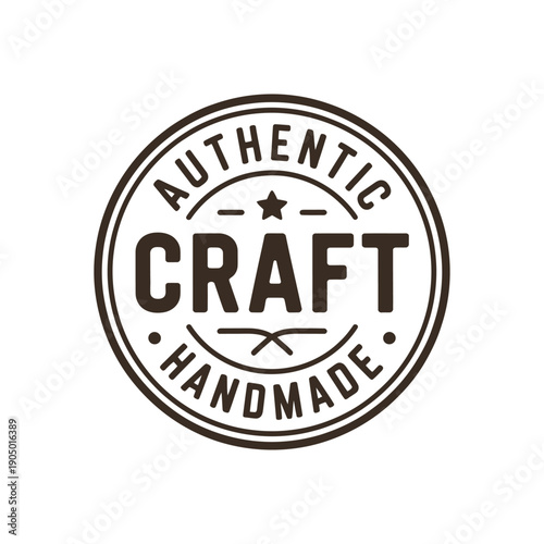 Circular brown stamp certifies authentic craft product is.