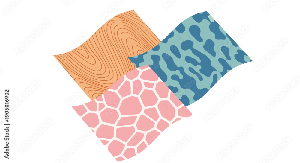 Obraz premium Assorted patterned pillows arranged in a decorative pile on a simple background from a overhead viewpoint