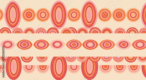 A futuristic digital artwork featuring concentric circles and ovals in red and orange hues, created using AI technology.