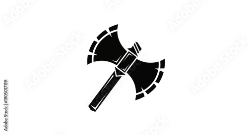 Double bit axe silhouette isolated