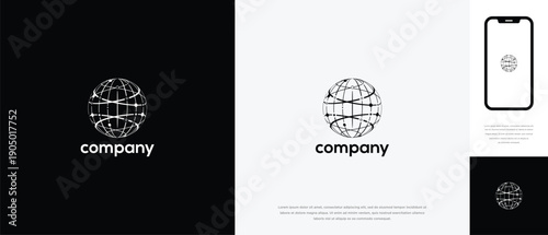Global Network Technology Logo - Modern Digital Connectivity Sphere Icon Design.