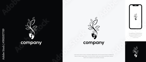 Baby Footprint Plant Logo Design for Natural Growth Maternity and Eco-Friendly Brands.