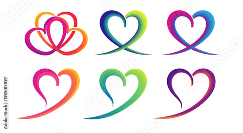 Vibrant hearts illustration showcasing love and unity in a modern digital art style from a straightforward viewpoint