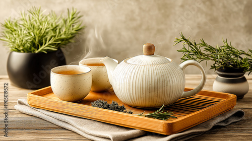 tea set with teapot and cups