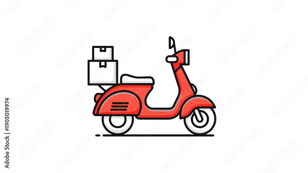 Obraz premium Red scooter with delivery boxes attached.