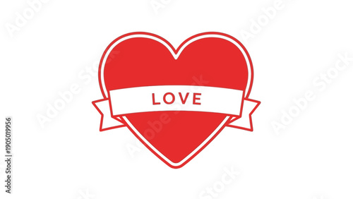 Red Heart with Love Banner.