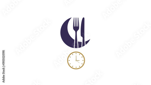 Restaurant Logo with Utensils and Clock.