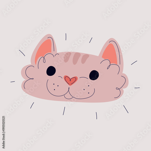 Cartoon vector illustration of a cat's face showing expression and personality