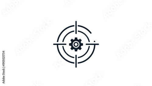 Black gear target symbol icon.