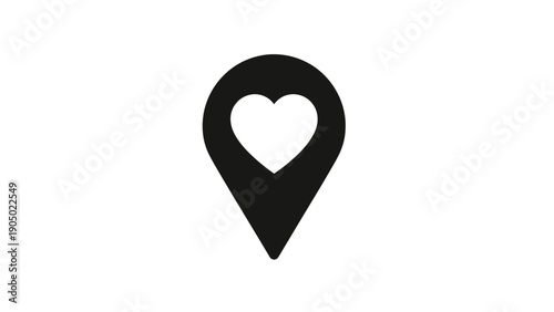 Black heart shape location pin icon.