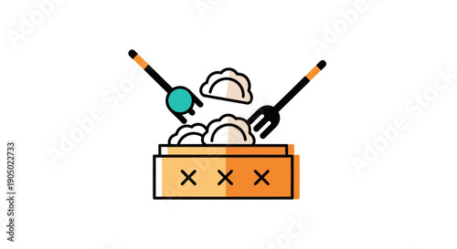 Dumplings in a steamer vector illustration