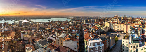 Panorama of aerial view of cityscape of Istanbul, Turkey