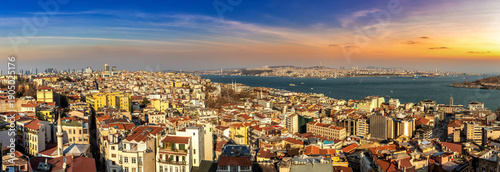 Panorama of aerial view of cityscape of Istanbul, Turkey