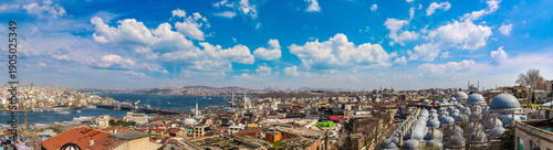 Panorama of aerial view of cityscape of Istanbul, Turkey