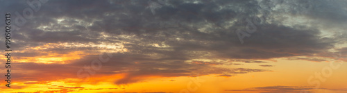 Panorama of Beautiful sunset sky with clouds