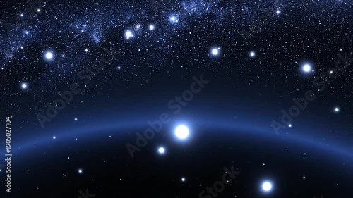 Cosmic Blue Stars and Celestial Horizon, deep space wonder concept