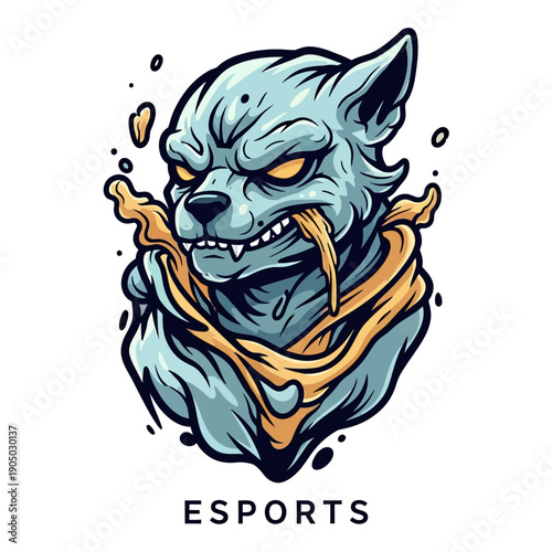 Gritty Wolf Mascot with Scarf, Esports Logo Illustration